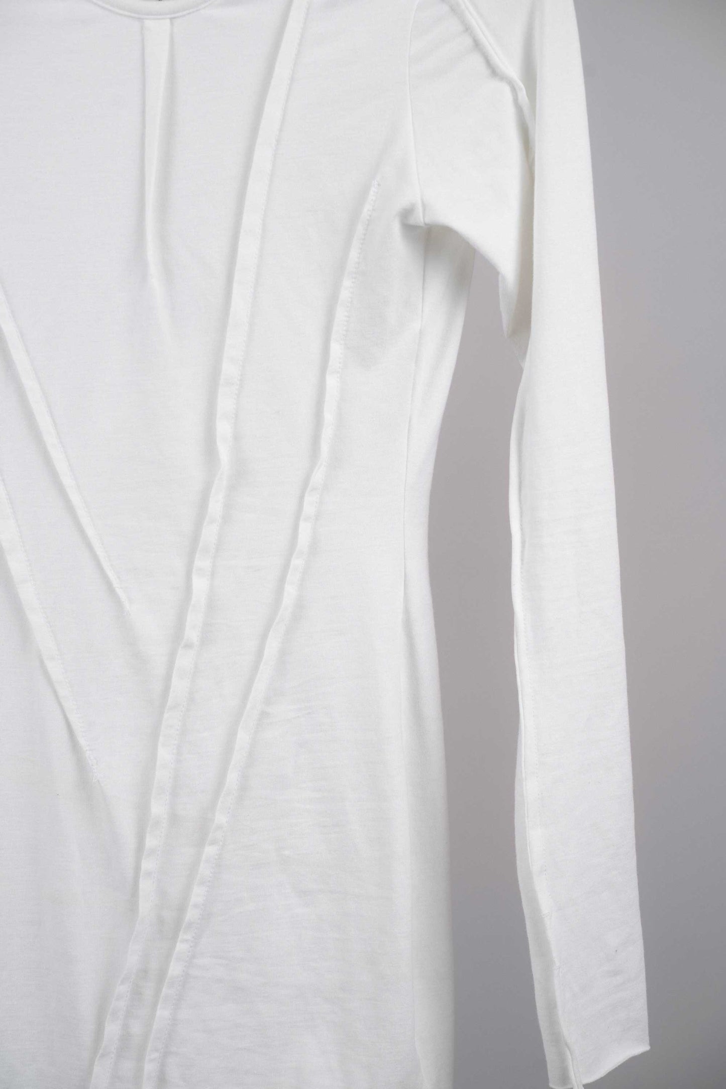 P6556 GLAUKI ASSYMMETRICAL DRESS WITH STICHING DETAILING, COTTON-LYKRA LONG SLEEVE WITH THUMBHOLE