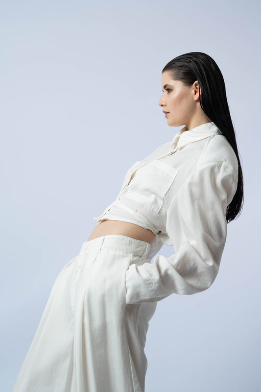 P6538 ESTIADES HIGH WAISTED INSIDE PLEAT, LOOSE STRAIGHT LEG PANTS