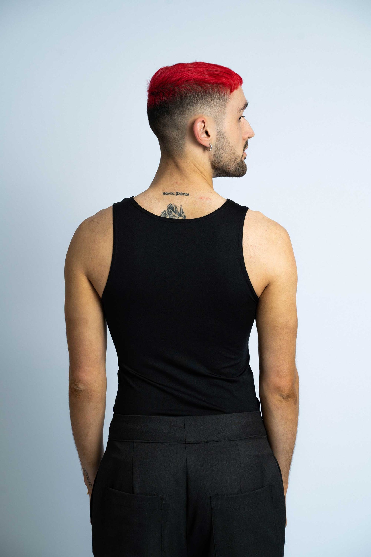 P6548 KYKLOS M, UNISEX FRONT OPEN CIRCLE WITH STUD BUTTON FEATURE, LYCRA TANK TOP
