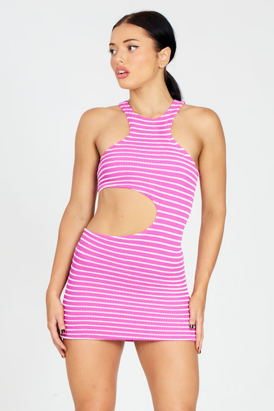 IAKHI, PURPLE STRIPE DRESS