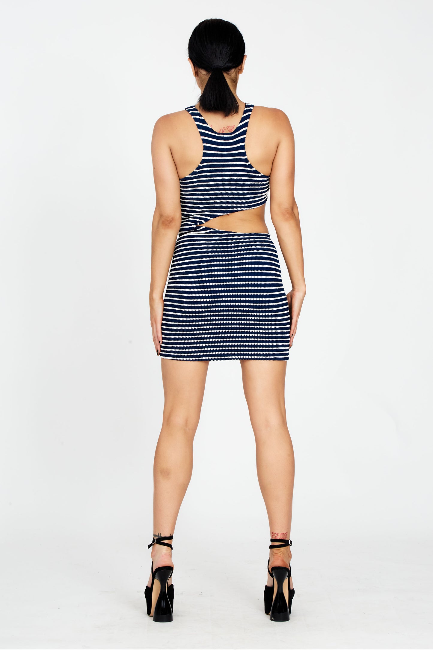 IAKHI, NAVY STRIPE DRESS